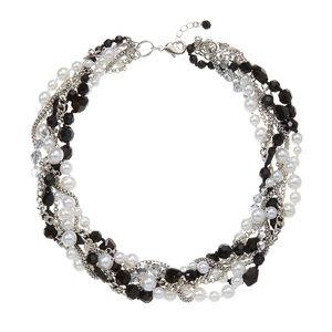 White House Black Market WHBM Faux Pearl Torsade Multi Strand Necklace